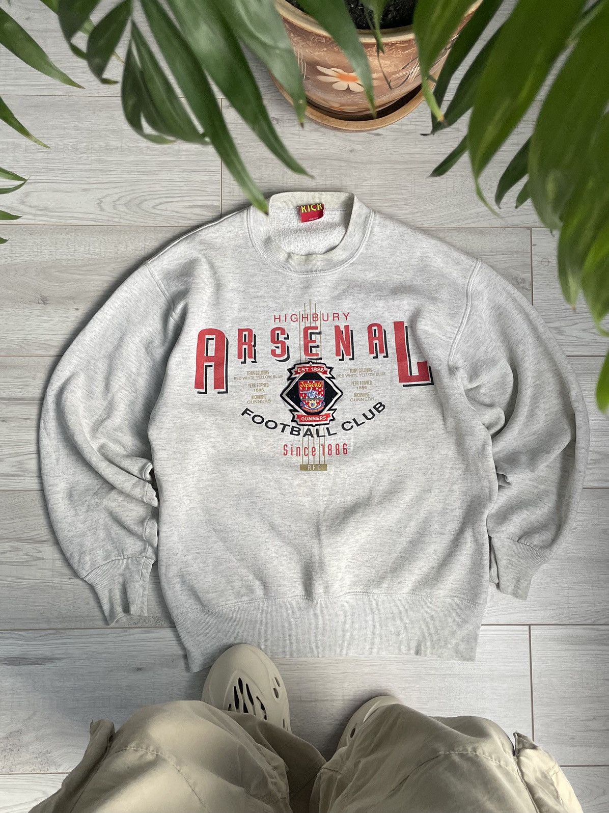image of Arsenal Sweatshirt 80’S Soccer Jersey Football in Grey, Men's (Size Medium)