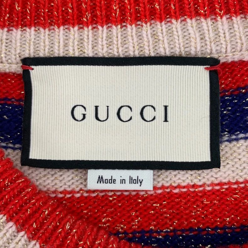 Gucci Gucci Color-blocked rabbit embroidered wool striped sweater Size US XS / EU 42 / 0 - 6 Thumbnail