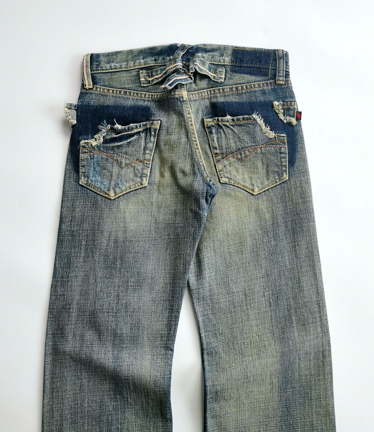 Vintage Sweet Camel Selvedge Trim Mud Distressed Jeans Size 27" / US 4 / IT 40 - 5 Thumbnail