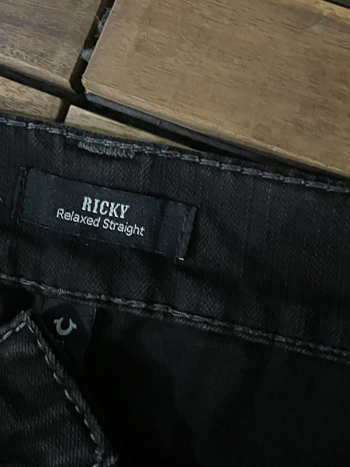 True Religion True Religion Black Denim Jeans Ricky / Relaxed Straight Fit Size 31" - 4 Thumbnail