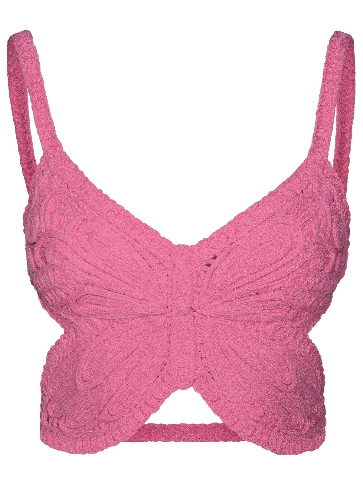 image of Blumarine 'farfalla' Pink Cotton Blend Top, Women's (Size Medium)