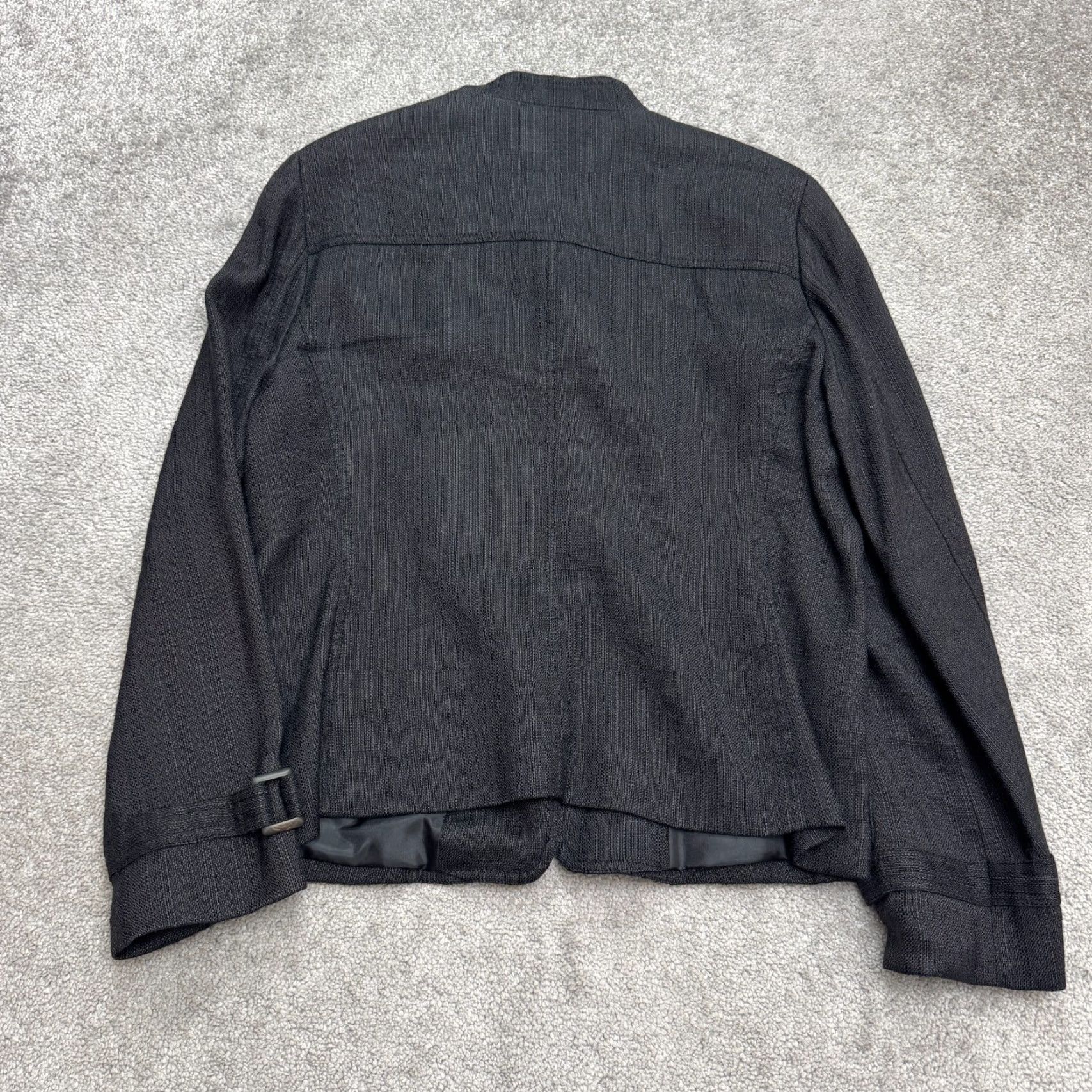 Talbots Talbots Blazer Jacket Womens 14 Black Ramie Blend Button Up Textured Band Collar Size XL / US 12-14 / IT 48-50 - 2 Thumbnail