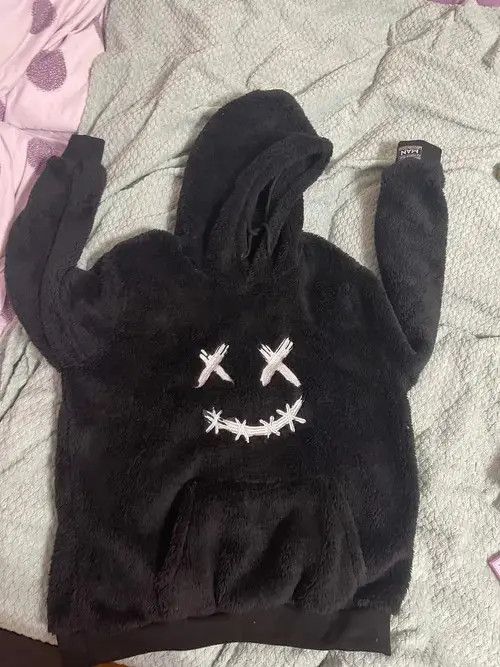 Hoodie for Men Embroidered Graphic Fluffy Fuzzy Sweatshirt