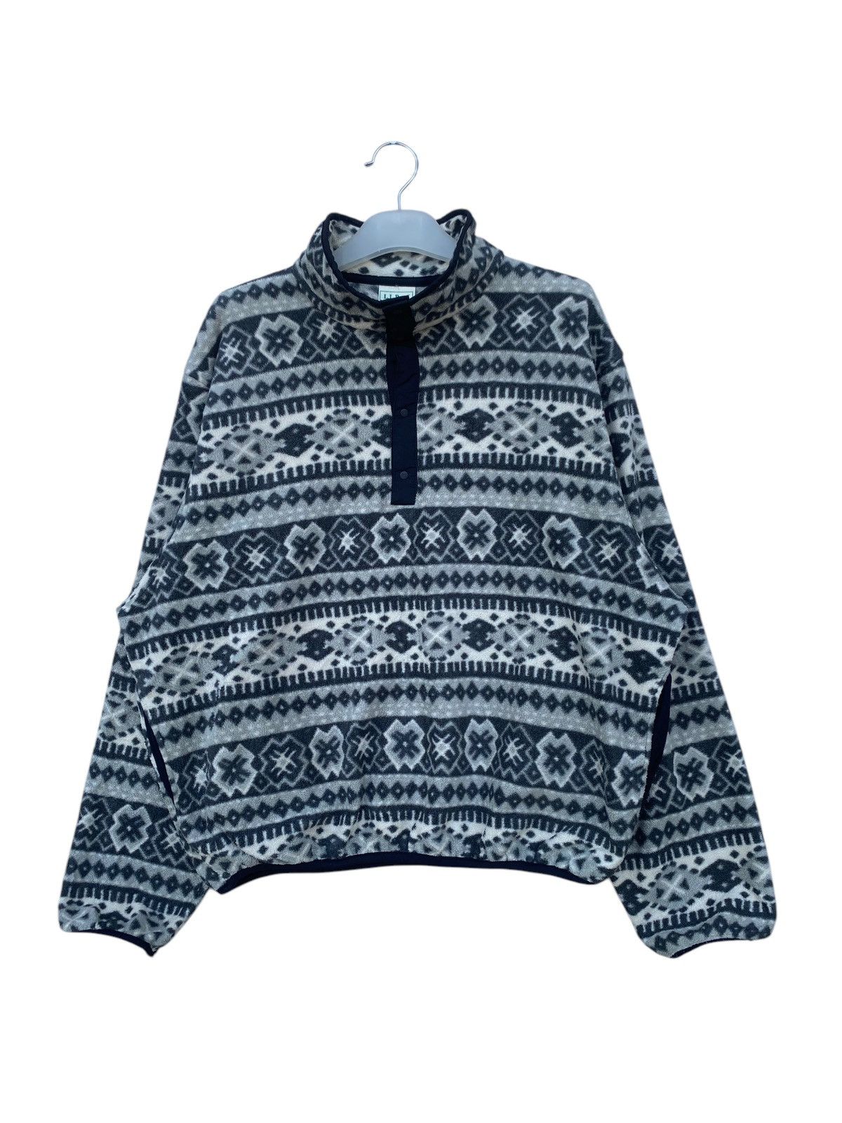 L.L. Bean Vintage LL Bean Printed Half Button Fleece Jacket Size US L / EU 52-54 / 3 - 1 Thumbnail