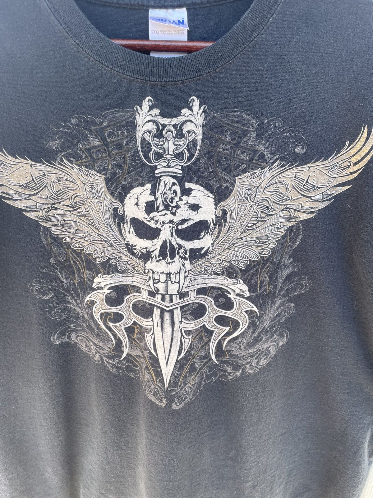 Gildan Vintage 2000s Y2K Skulls Grunge Black Cotton Men’s XXL Size US XXL / EU 58 / 5 - 2 Thumbnail