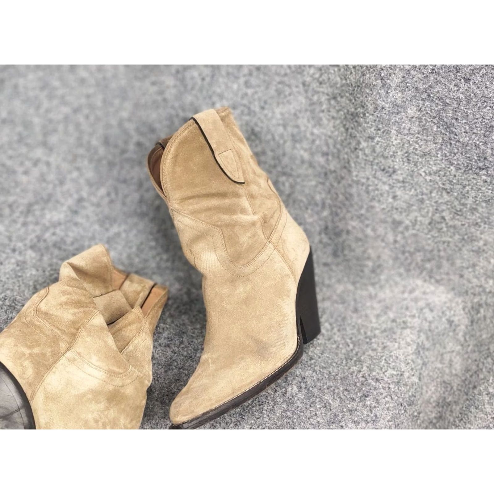 Isabel Marant Isabel Marant Leyane suede Leather Beige cowboy Ankle Boots Vintage Western Style Size US 10 / IT 40 - 4 Thumbnail