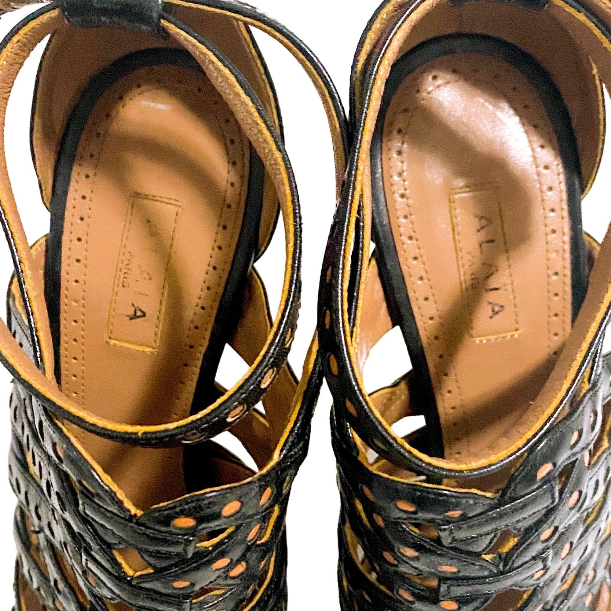 Alaia Alaïa Black Leather Caged High Heel Sandal, 36 EU, in Box Size US 6 / IT 36 - 10 Thumbnail