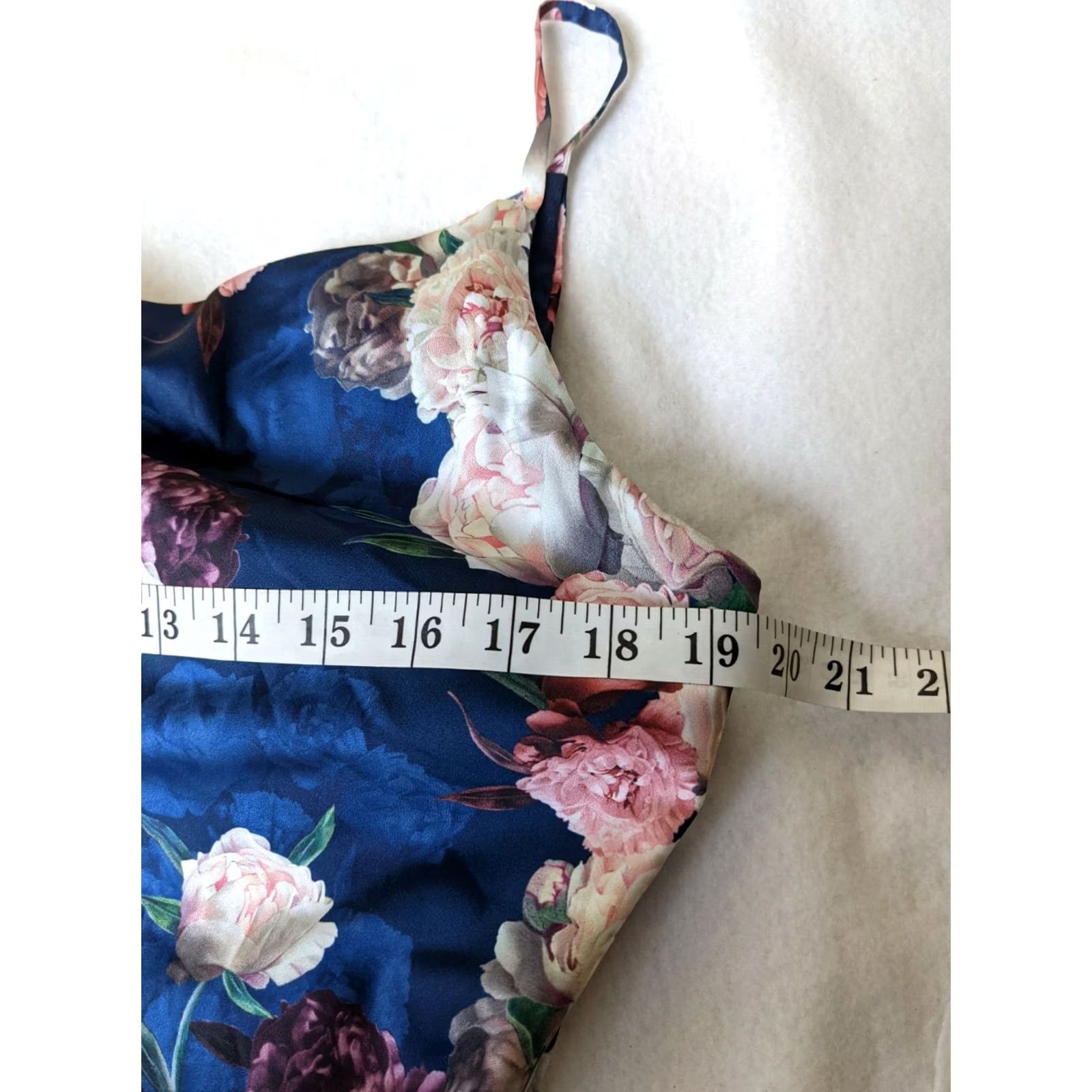 Vintage Chi Chi London Women's Midi Cami Floral Rose Print Dress Sz UK 10 US 6 Blue Sleeveless A-Line Casual Size M / US 6-8 / IT 42-44 - 5 Thumbnail