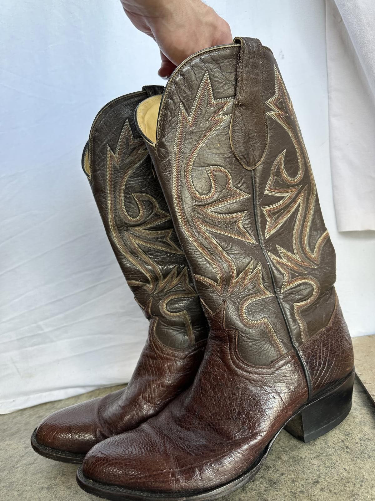 Other Vintage Owner Made Crown Cowboy Boots - Rich Brown Leather Size US 11 / EU 44 - 1 Thumbnail