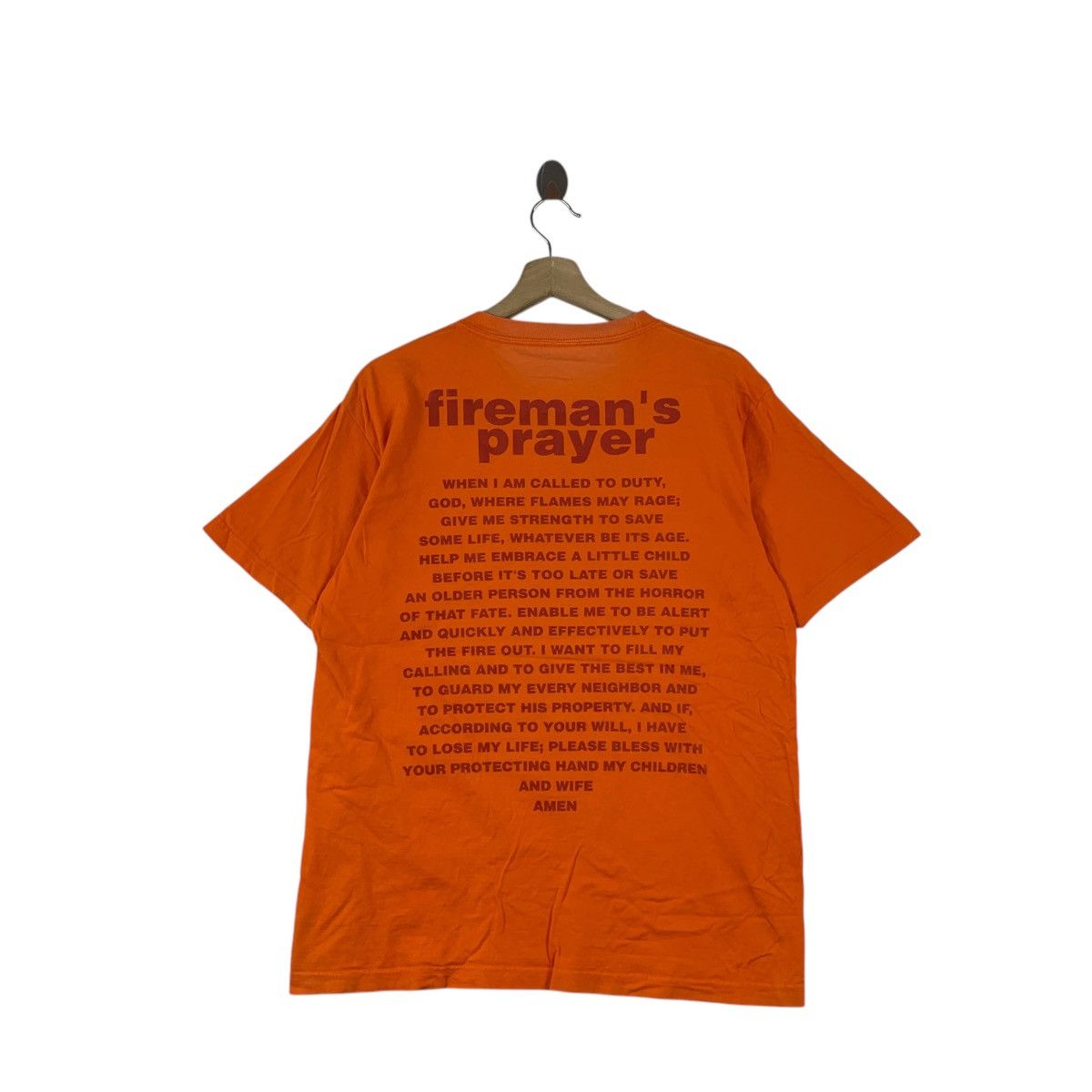 Vintage FIREMAN’S PRAYER Poem Song Unsung Hero Tee Shirt
