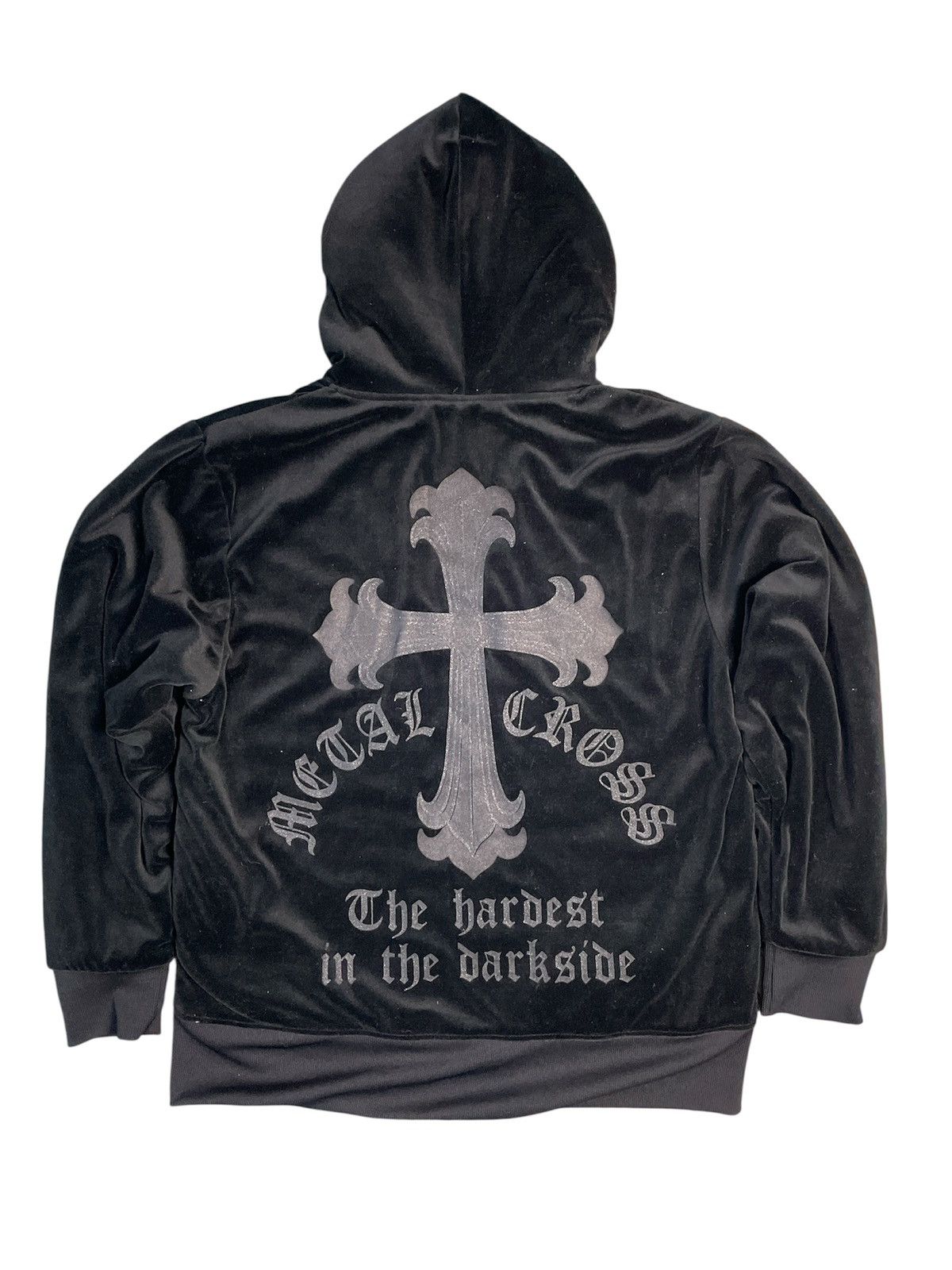 Japanese Brand Clash OO's Cross Print Velvet Zip Up Hoodie Size US L / EU 52-54 / 3 - 1 Thumbnail