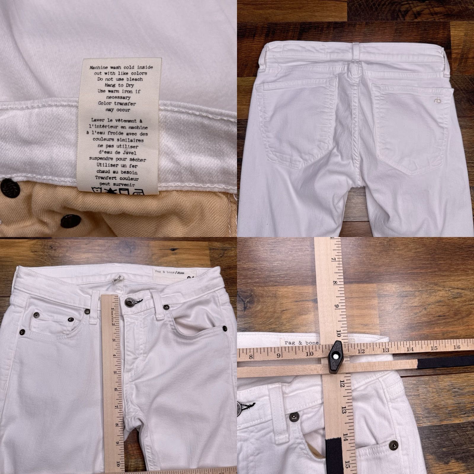 Rag & Bone Rag & Bone Capri Jeans Womens 24 White Distressed Stretch Slim 5-Pocket Denim City USA Zip Button Short Inseam 25.5 in Size 42" / US 20 - 8 Thumbnail