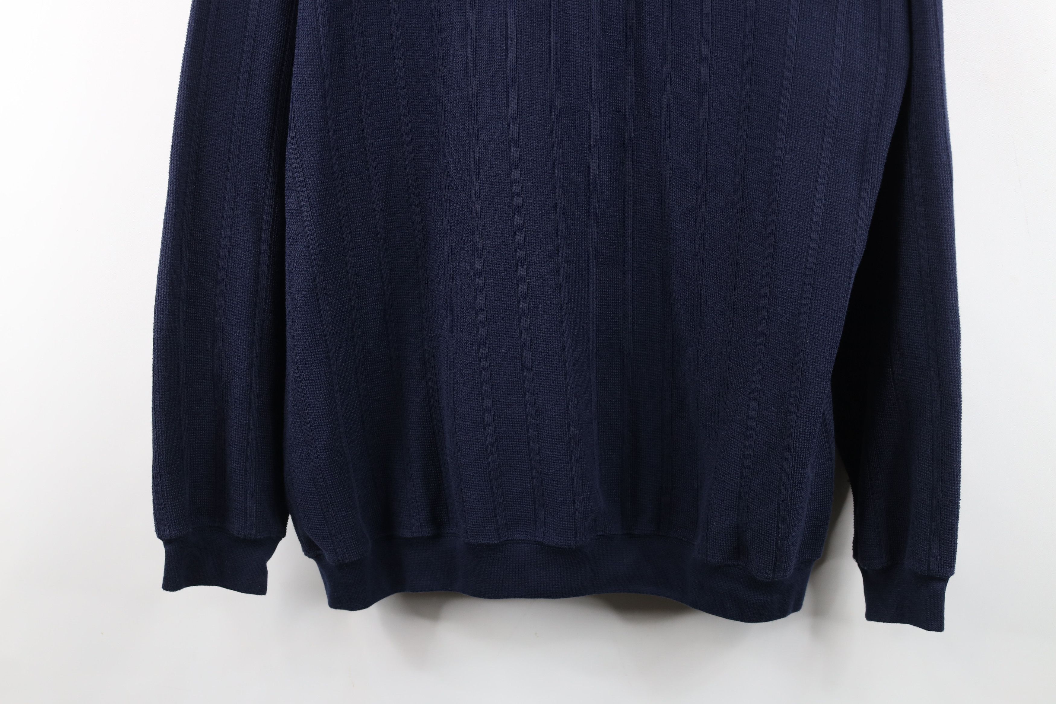 Vintage Vintage 90s Streetwear Waffle Knit Long Sleeve Polo Blue Size US L / EU 52-54 / 3 - 3 Thumbnail