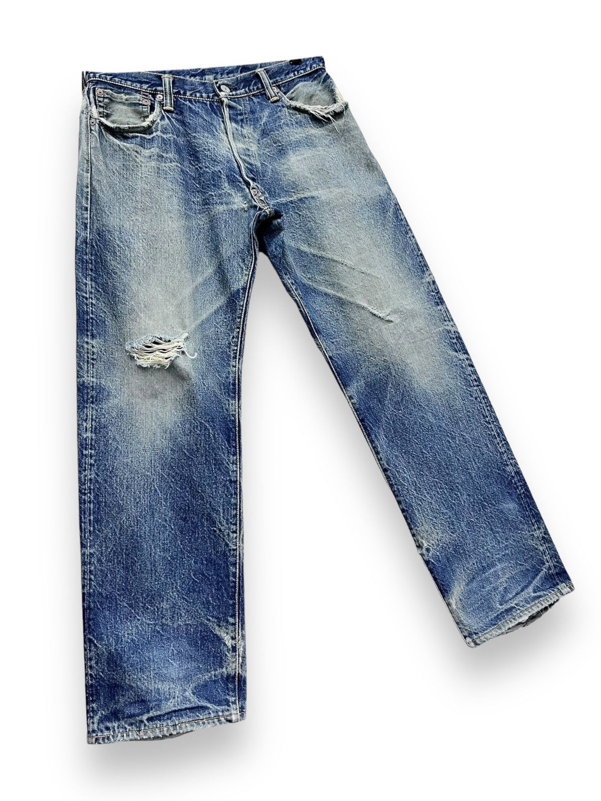 Evisu 🔥EVISU YAMANE NO1 SPECIAL SELVEDGE Worn-Out Thrashed Denim Size US 31 - 3 Thumbnail
