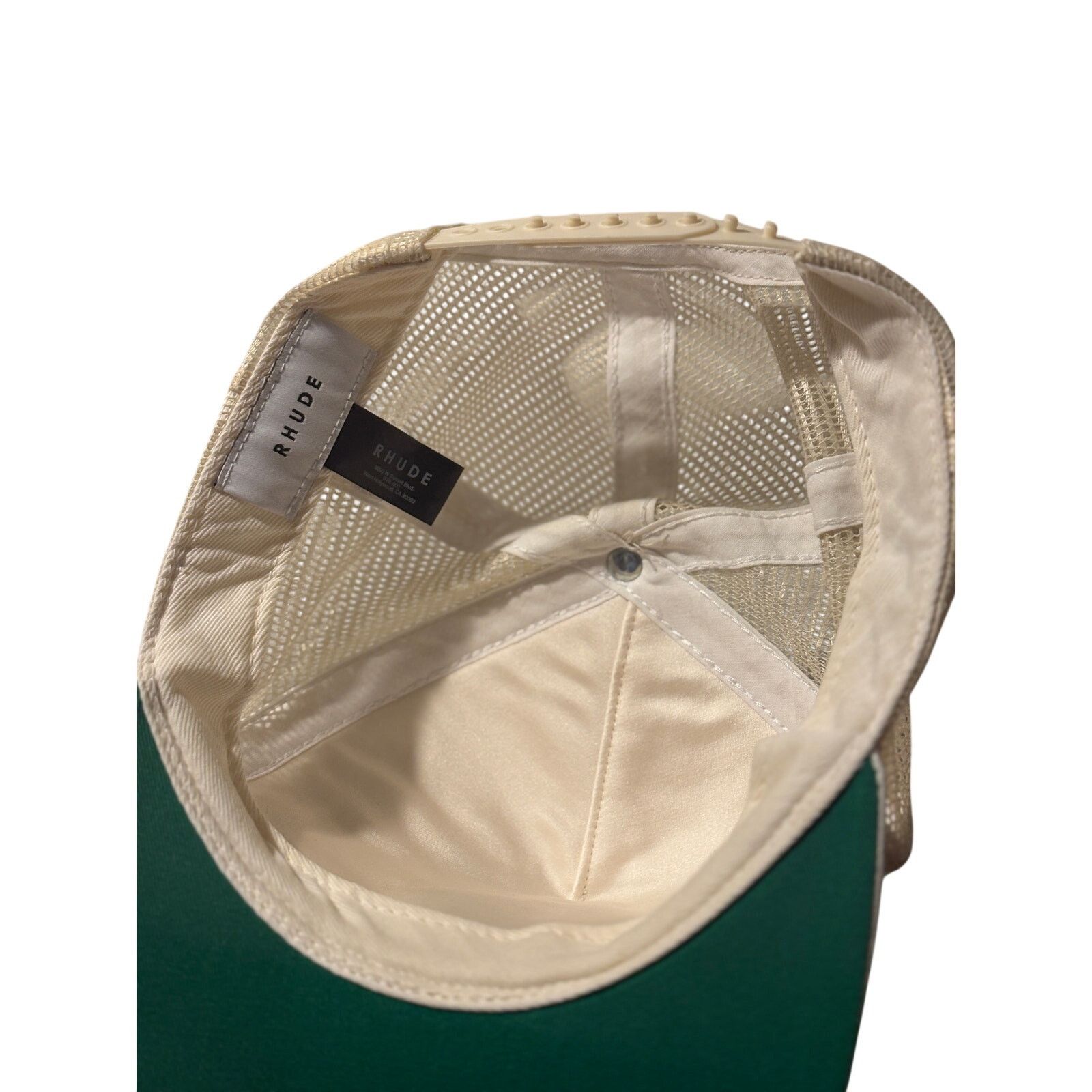 Rhude Adult RHUDE Palm Tree Quilted Satin Trucker Cap Hat Ivory Size ONE SIZE - 4 Thumbnail