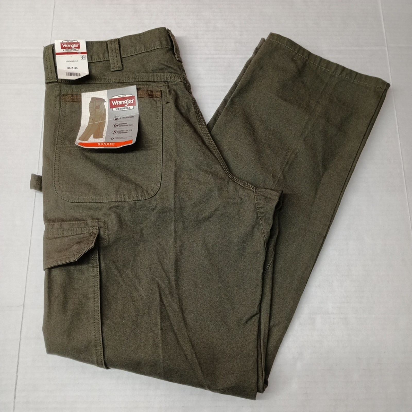 Wrangler Wrangler Ripstop Cargo Pants Men's 34x34 Green Relaxed Fit Size US 34 / EU 50 - 1 Thumbnail