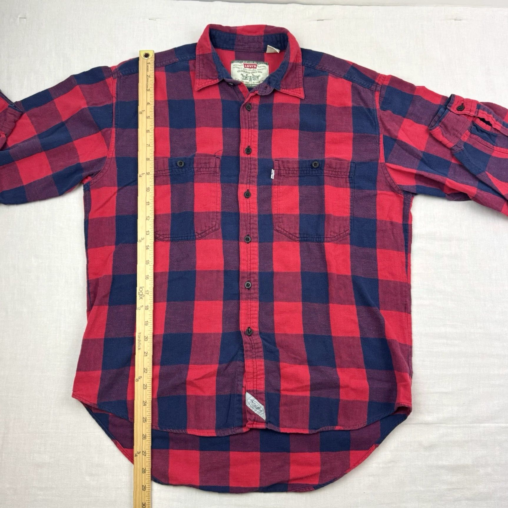 Levi's VINTAGE Levi's Button-Up Shirt Adult Medium Red Plaid Outdoor 90s Mens Size US M / EU 48-50 / 2 - 7 Thumbnail