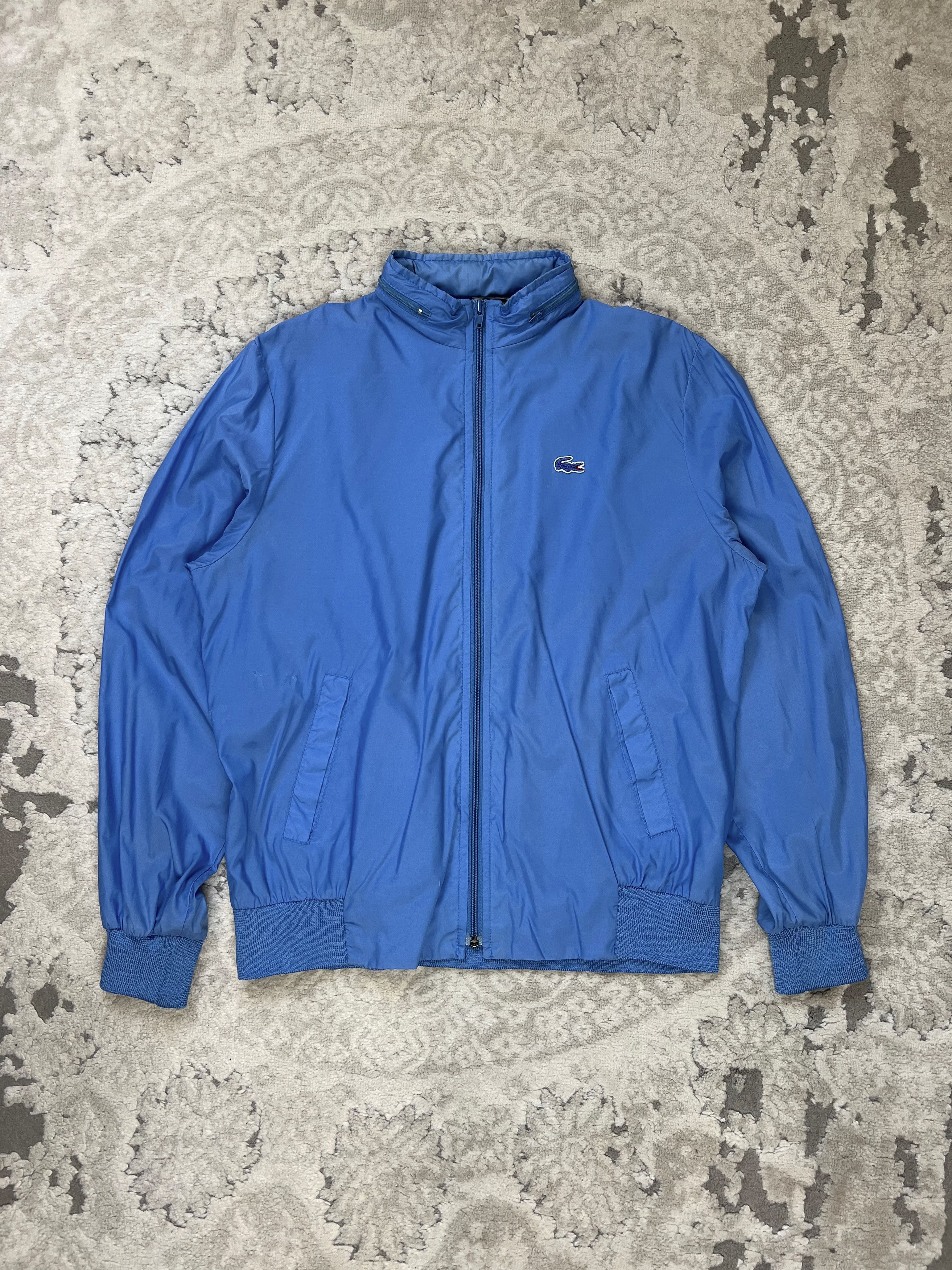Lacoste Vintage IZOD Lacoste Blue Croco Windbreaker Jacket Zip Hood Size L / US 10 / IT 46 - 1 Thumbnail