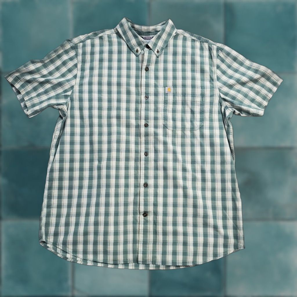 Carhartt Carhartt Shirt Men XL Green Plaid Short Sleeve Button Down Relaxed Fit Cotton Size US XL / EU 56 / 4 - 1 Thumbnail