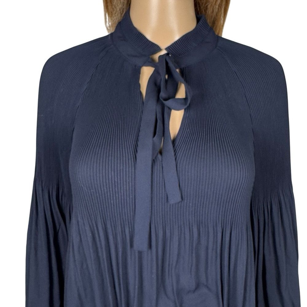 Ralph Lauren Ralph Lauren Pleated Georgette Tie-Neck Blue Blouse Size L Size L / US 10 / IT 46 - 4 Thumbnail