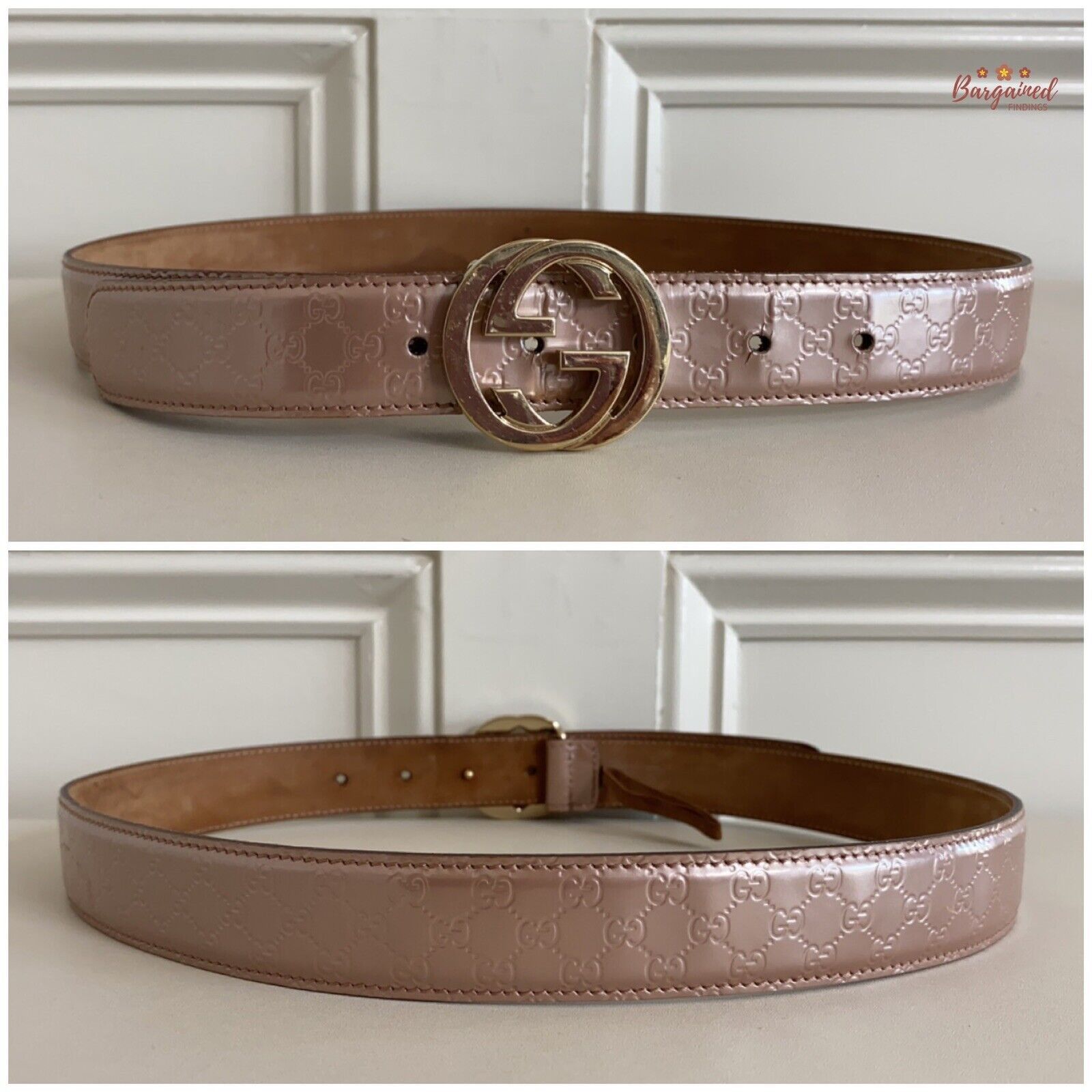 Gucci Gucci Pink Microguccissima Patent Leather Interlocking Belt Size 28 - 4 Thumbnail