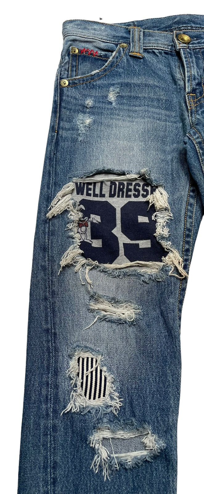 Japanese Brand × Vintage Vintage Japanese Brand Rodeo Crowns Patchwork Jeans 1990s Size US 30 / EU 46 - 5 Thumbnail