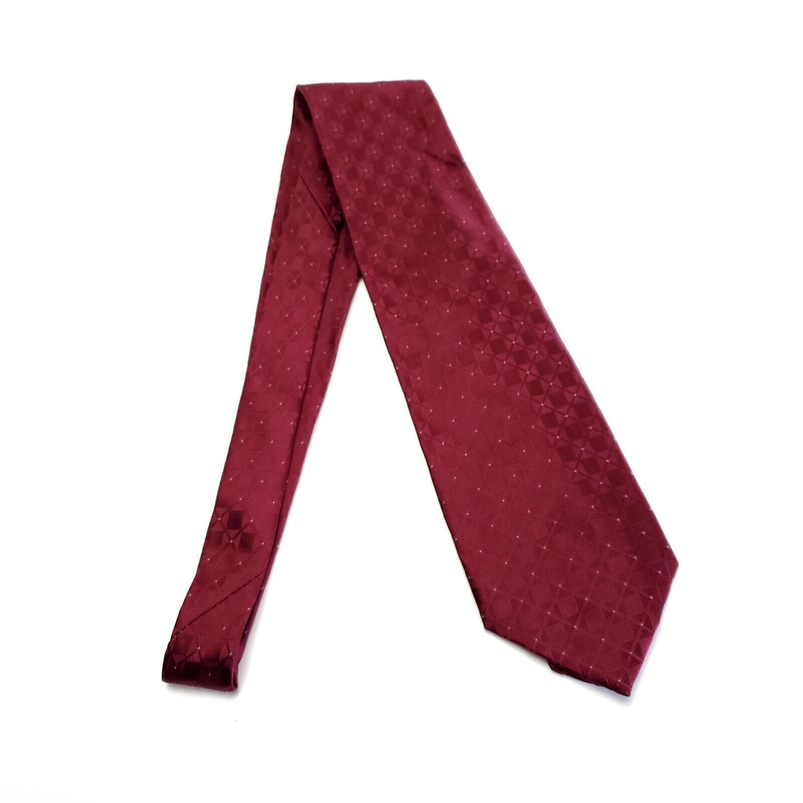 Calvin Klein Calvin Klein Red Maroon Woven Plaid Silk Tie Wide Size ONE SIZE - 6 Thumbnail