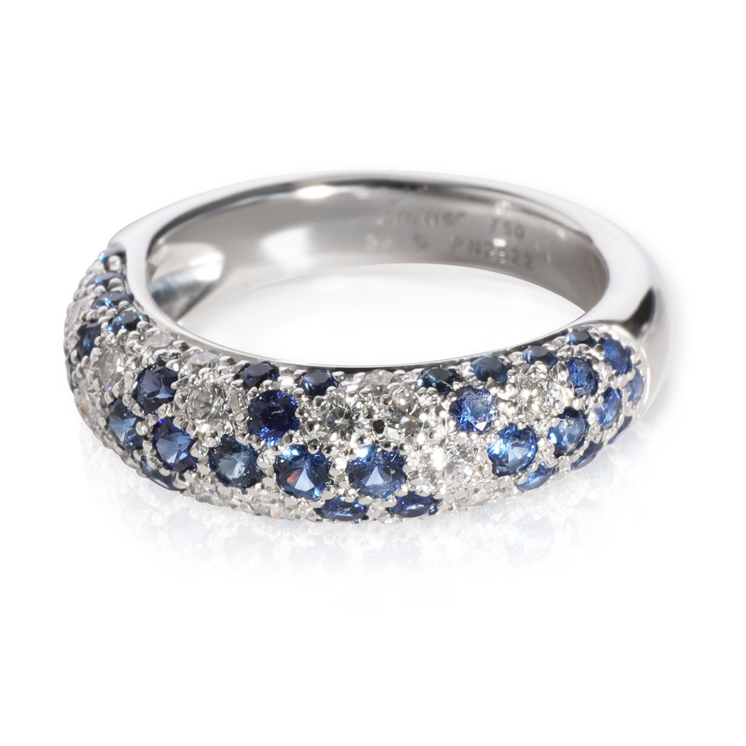 image of Cartier Mimi Sapphire & Diamond Pave Dome Ring In 18K White Gold, Women's