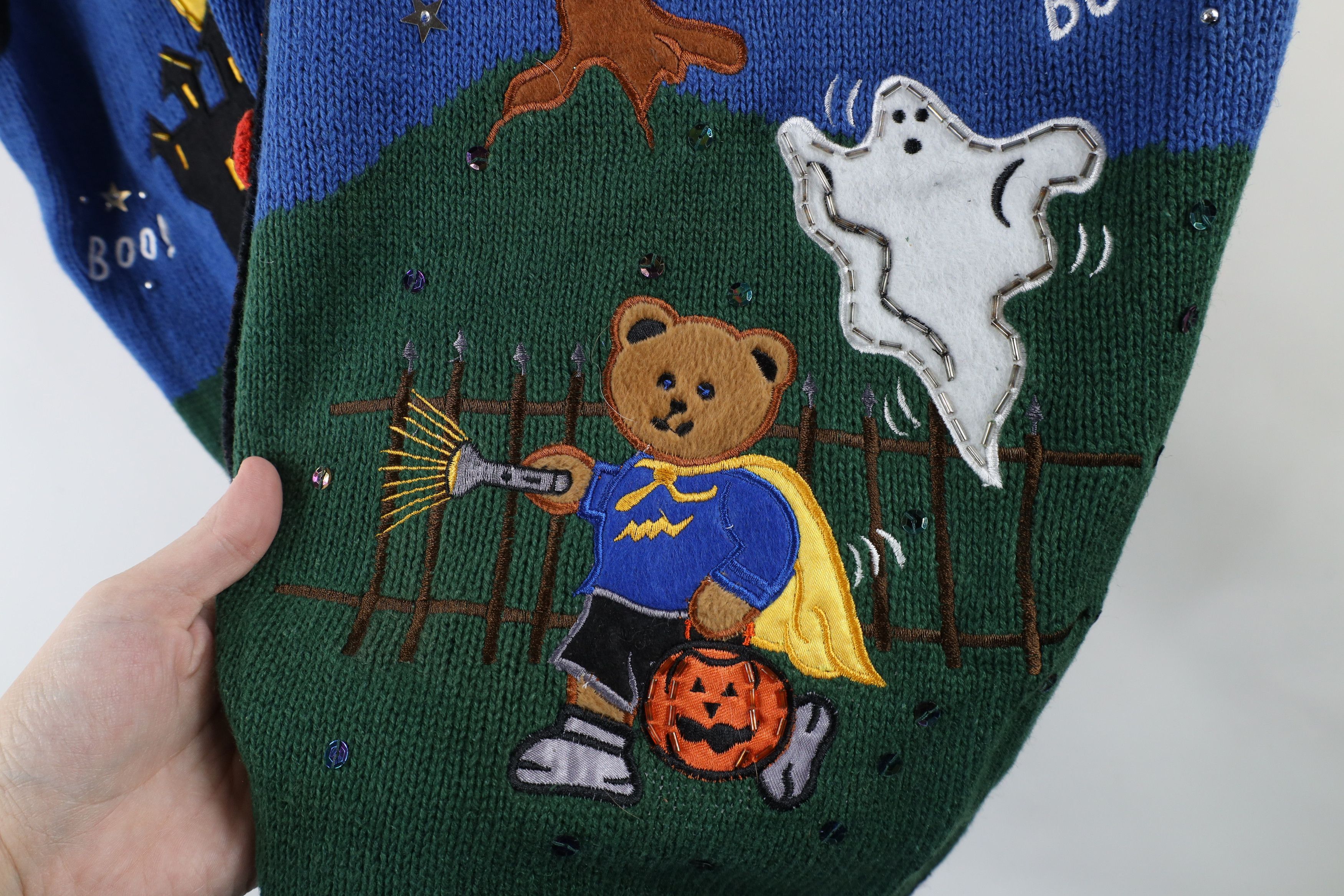 Vintage Vintage 90s Streetwear Halloween Knit Cardigan Sweater Vest Size XL / US 12-14 / IT 48-50 - 7 Thumbnail