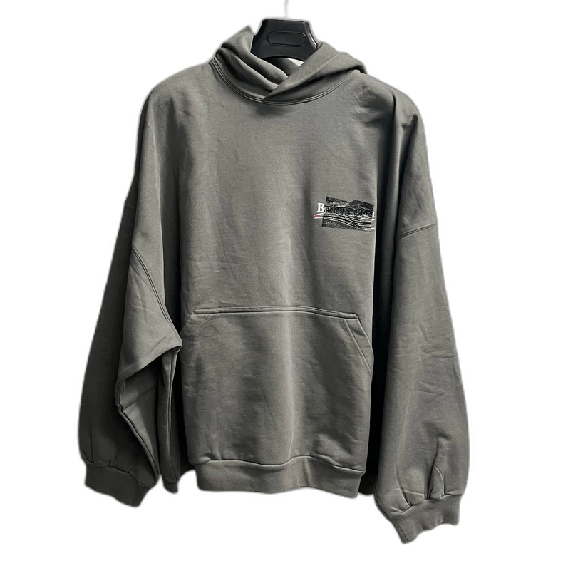 Balenciaga Balenciaga Gray Logo Print Hoodie Sweatshirt Size US M / EU 48-50 / 2 - 1 Thumbnail
