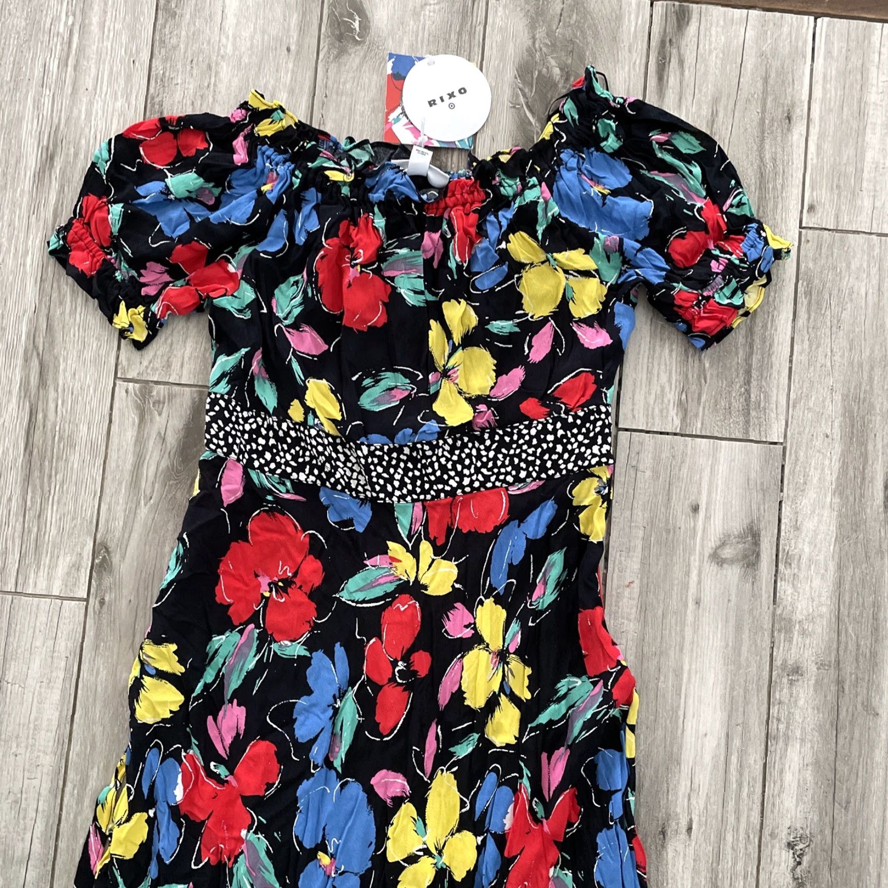 RIXO Rixo Womens Dress Maxi Off the Shoulder Boho Peasant Black Floral Size 10 NEW Size L / US 10 / IT 46 - 3 Thumbnail