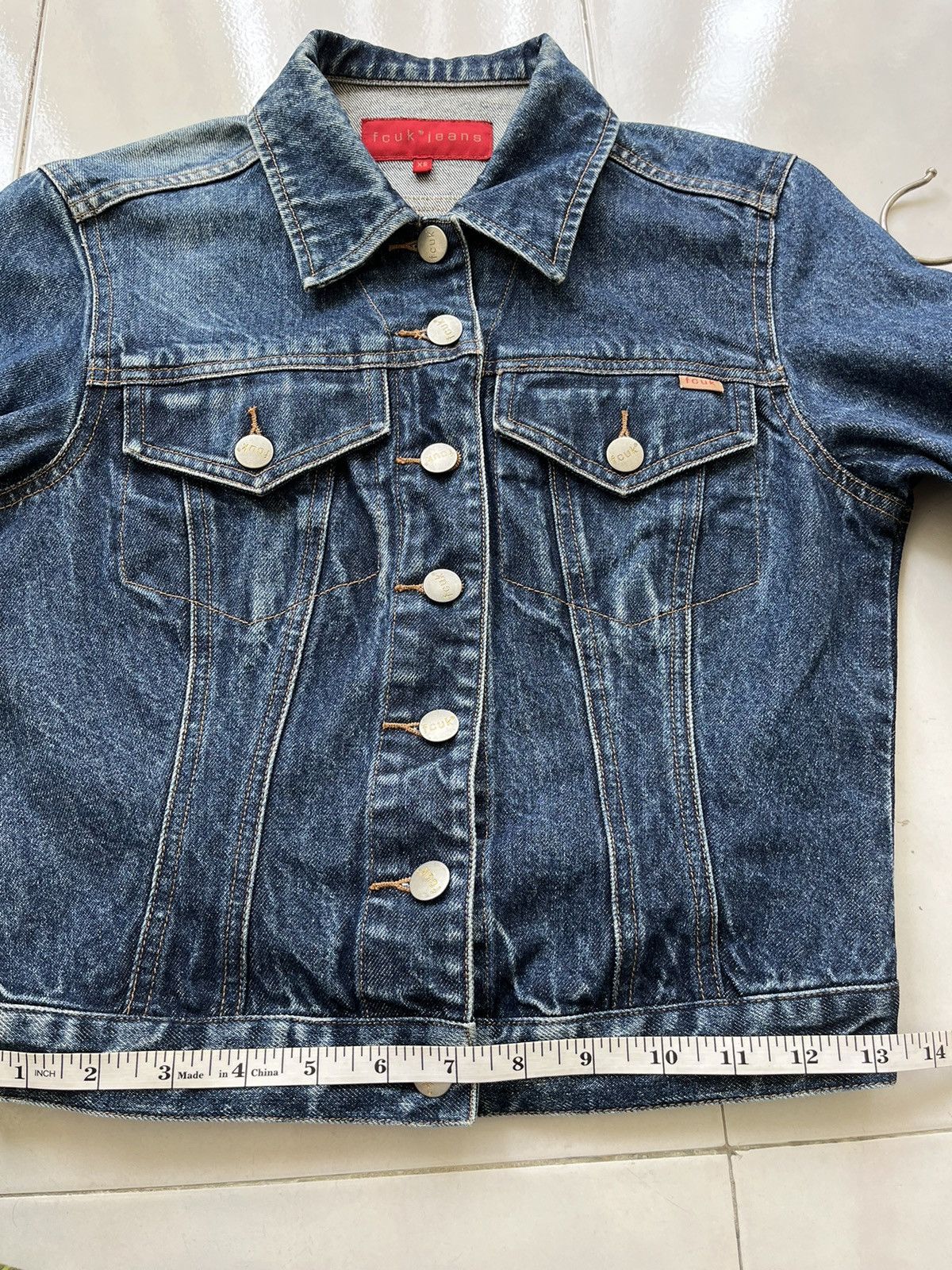 FCUK × French Connection FCUK Cropped Denim Jacket Size XS / US 0-2 / IT 36-38 - 12 Thumbnail