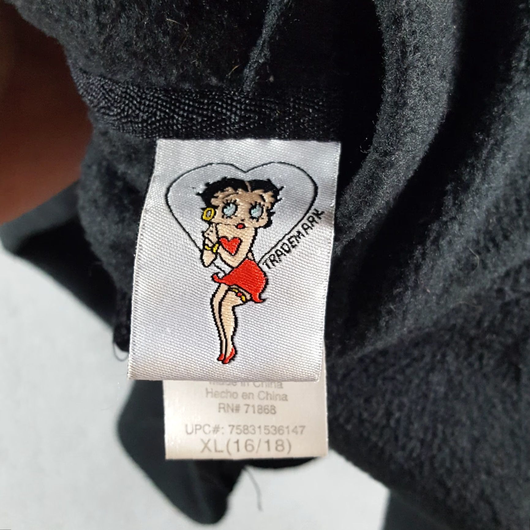 Vintage Betty Boop Flirt Black Fleece Hooded Y2K Women's XL Sweatshirt Cartoon Zip Up Hoodie Size XL / US 12-14 / IT 48-50 - 5 Thumbnail