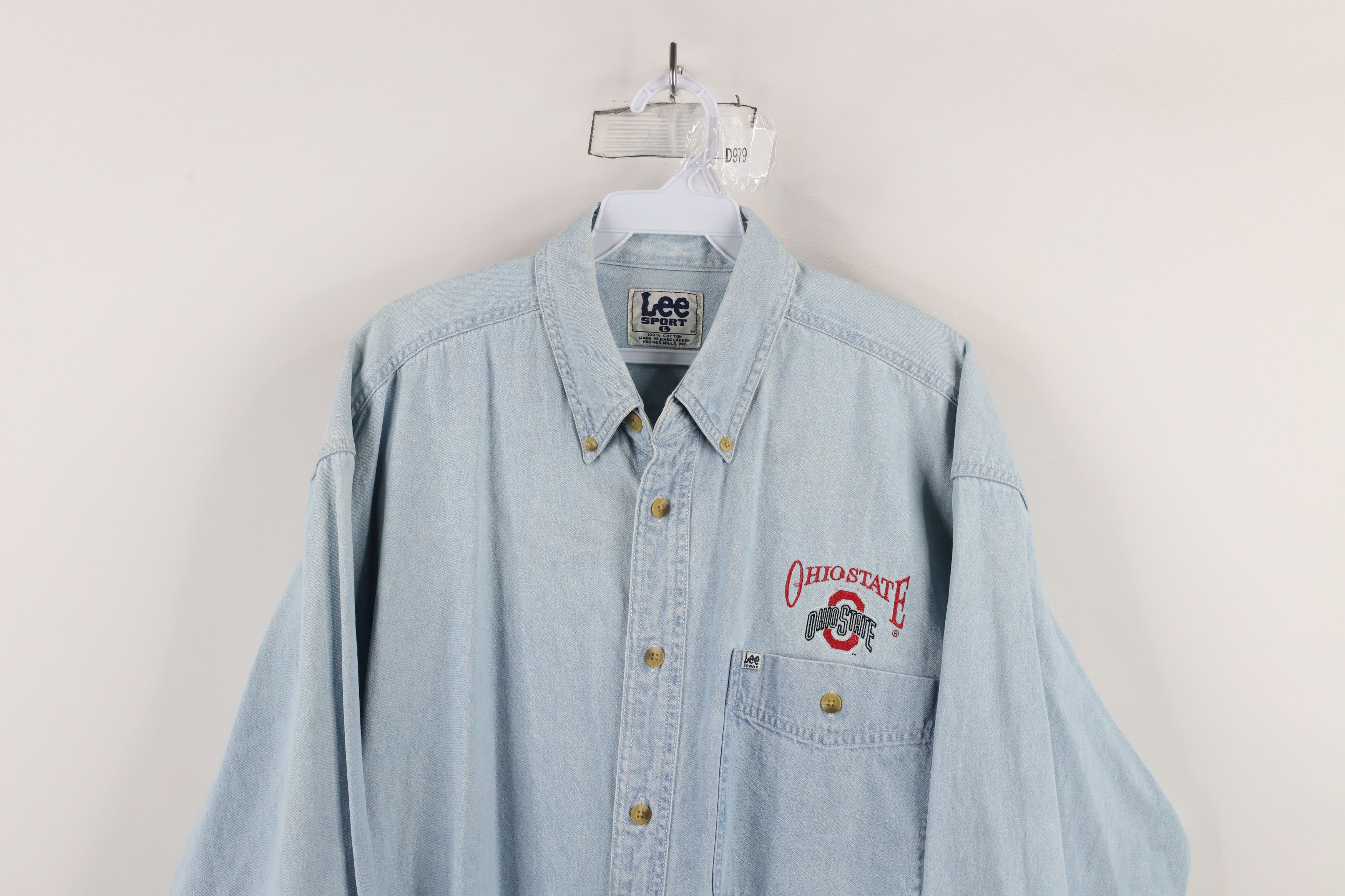 Vintage Vintage 90s Ohio State University Denim Jean Button Shirt Size US L / EU 52-54 / 3 - 2 Thumbnail