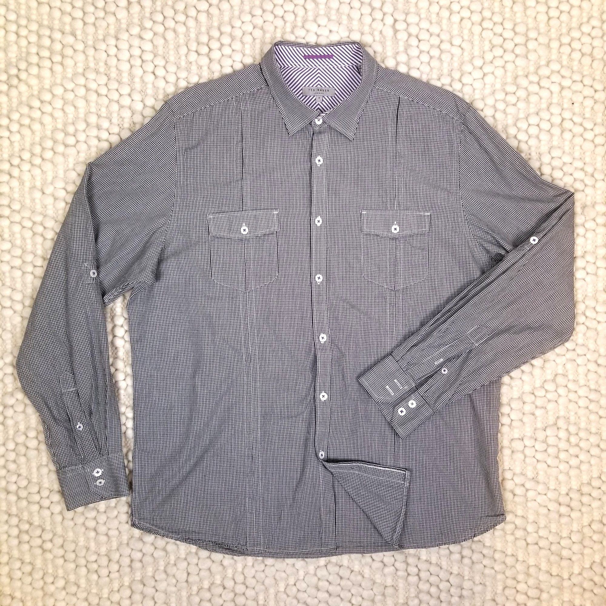 Ted Baker Norping Tapered Fit Collared Shirt in Micro Gingham Size US XXL / EU 58 / 5 - 6 Thumbnail
