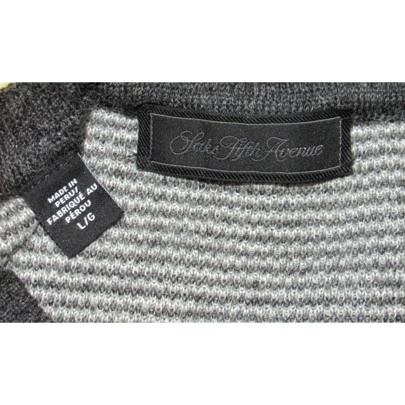 Saks Fifth Avenue SAKS FIFTH AVENUE Alpaca Cotton Blend Crewneck Sweater Large Mens Knit Gray Crewneck Sweater Large Size US L / EU 52-54 / 3 - 4 Thumbnail