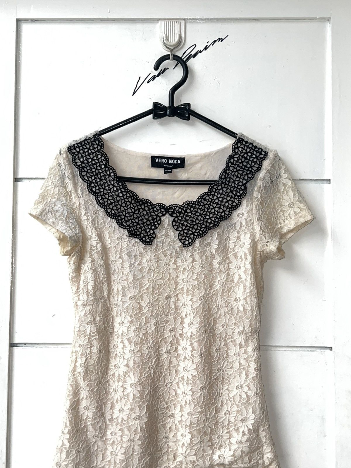 Other VERO MODA Cream Brokat T-shirt Size XS / US 0-2 / IT 36-38 - 10 Thumbnail