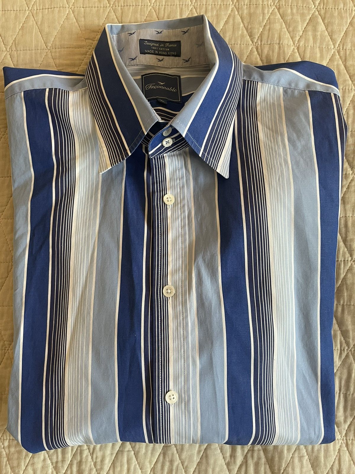 Faconnable × Vintage Bold Stripe French Cuff Shirt Size US XL / EU 56 / 4 - 1 Thumbnail
