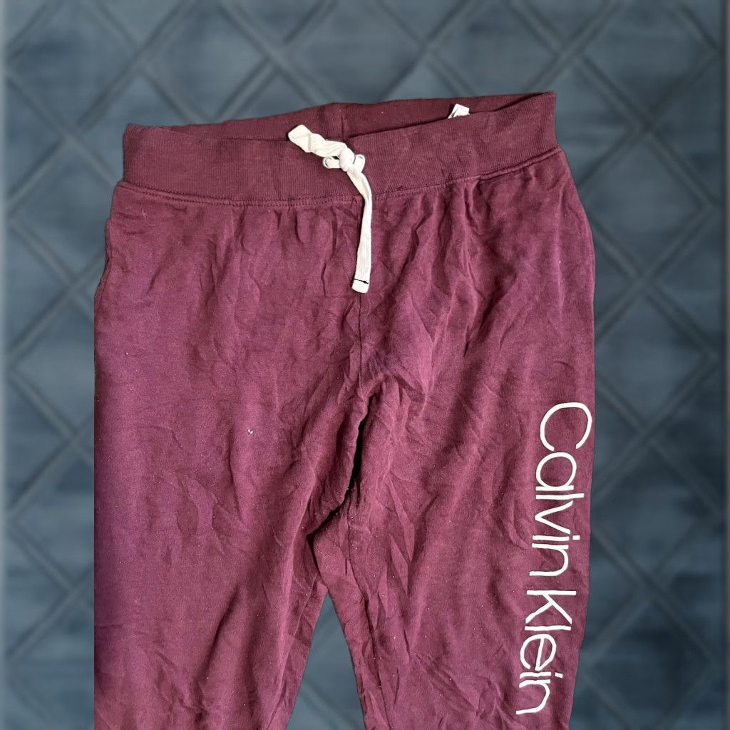 Calvin Klein Calvin Klein Sweatpants; Medium Lounge Maroon Logo Women CK Logo Sleepwear Pants Size 32" / US 10 / IT 46 - 1 Thumbnail