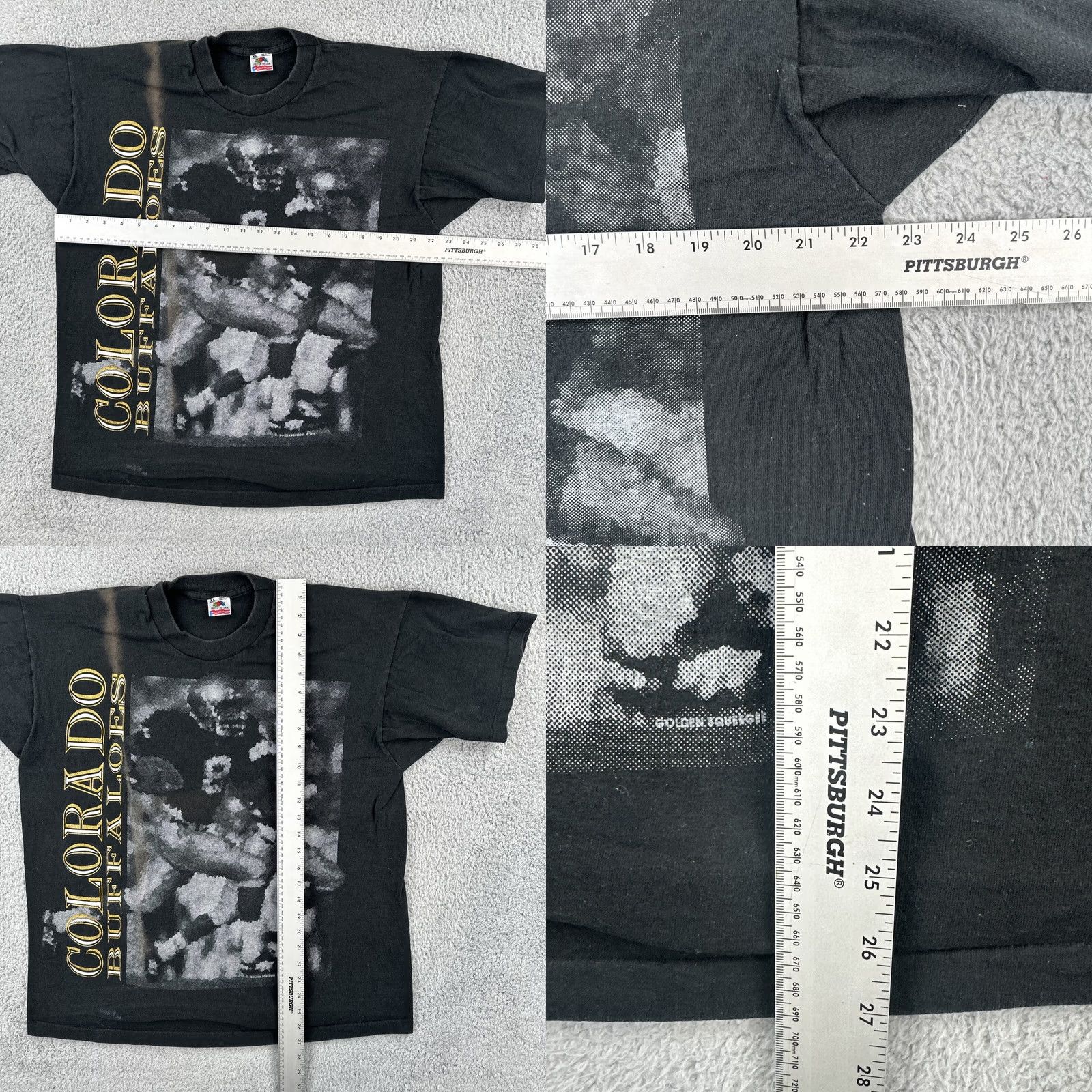 Fruit Of The Loom VINTAGE Fruit of the Loom XL Black SS USA Made T Shirt 1995 CU Buffalos Football Size US XL / EU 56 / 4 - 10 Thumbnail