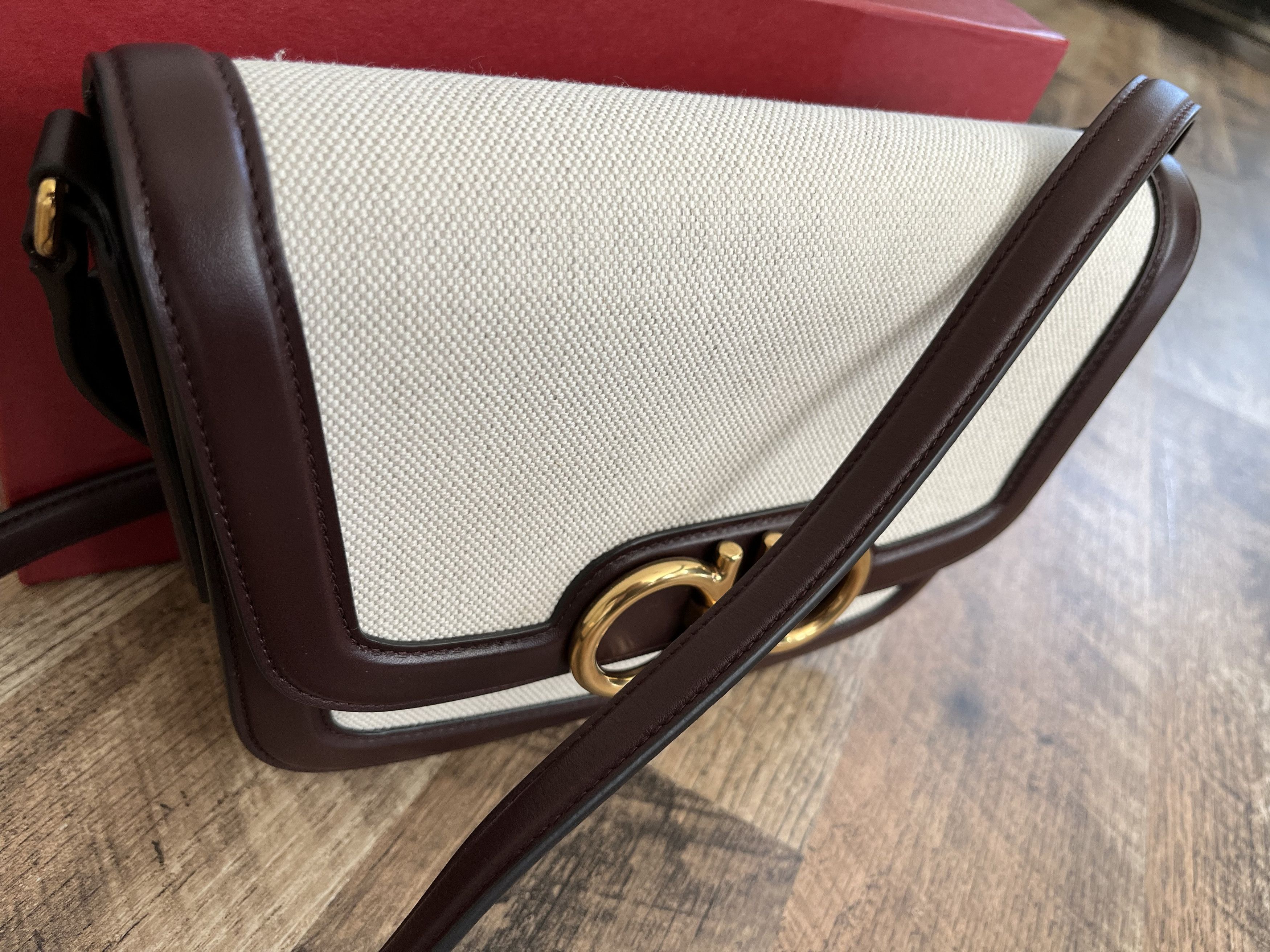 Salvatore Ferragamo Trapezio Leather and Linen Crossbody Bag Size ONE SIZE - 3 Thumbnail