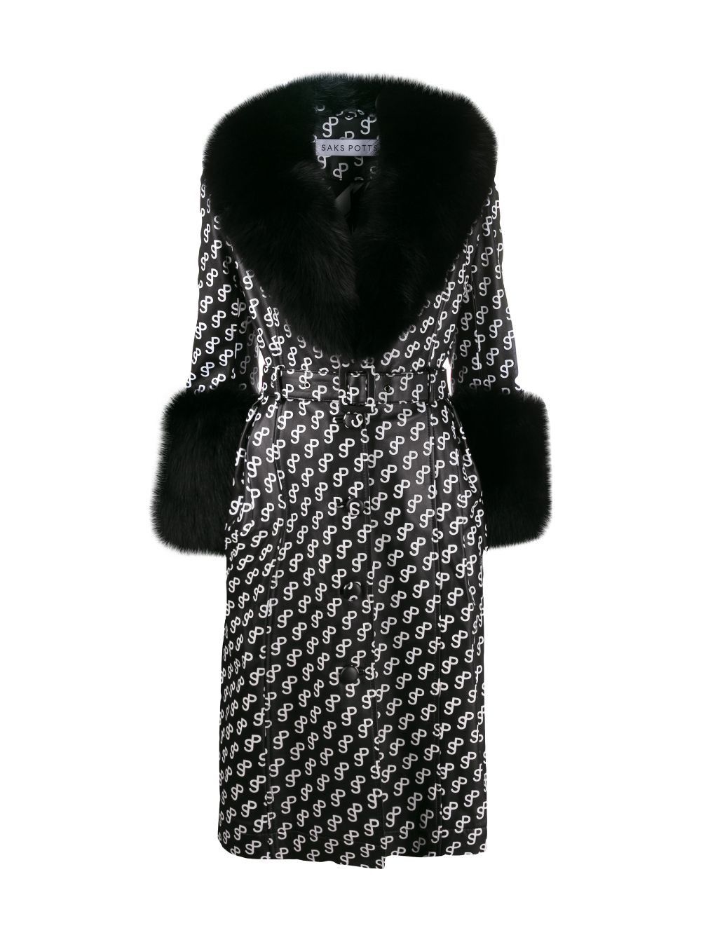 image of Saks Potts Foxy Shearling Coat in Black/White, Women's (Size XS)