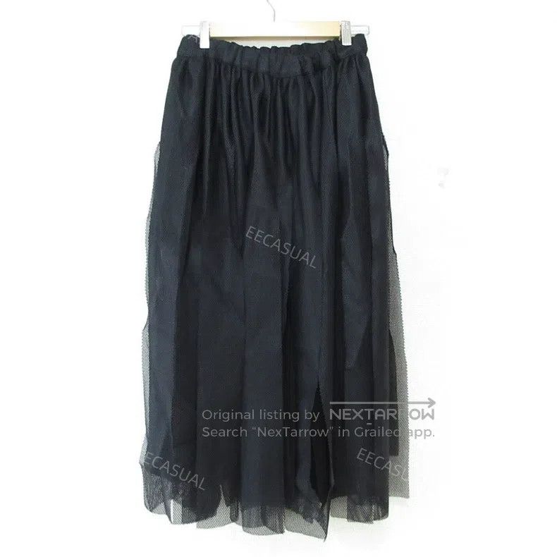 Comme Des Garcons size M Black strip-cut sheer half skirt