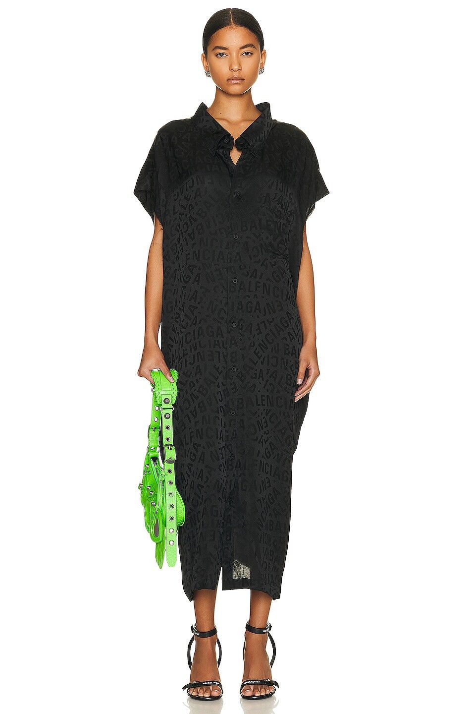 Balenciaga o1bcso1str1124 Logo Strips Swing Collar Rawcut Dress Size XS / US 0-2 / IT 36-38 - 1 Thumbnail