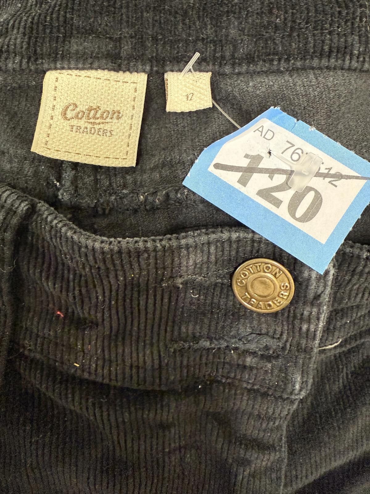 Cotton Traders Black Corduroy Women's Pants Size 17 Size 30" / US 8 / IT 44 - 2 Thumbnail