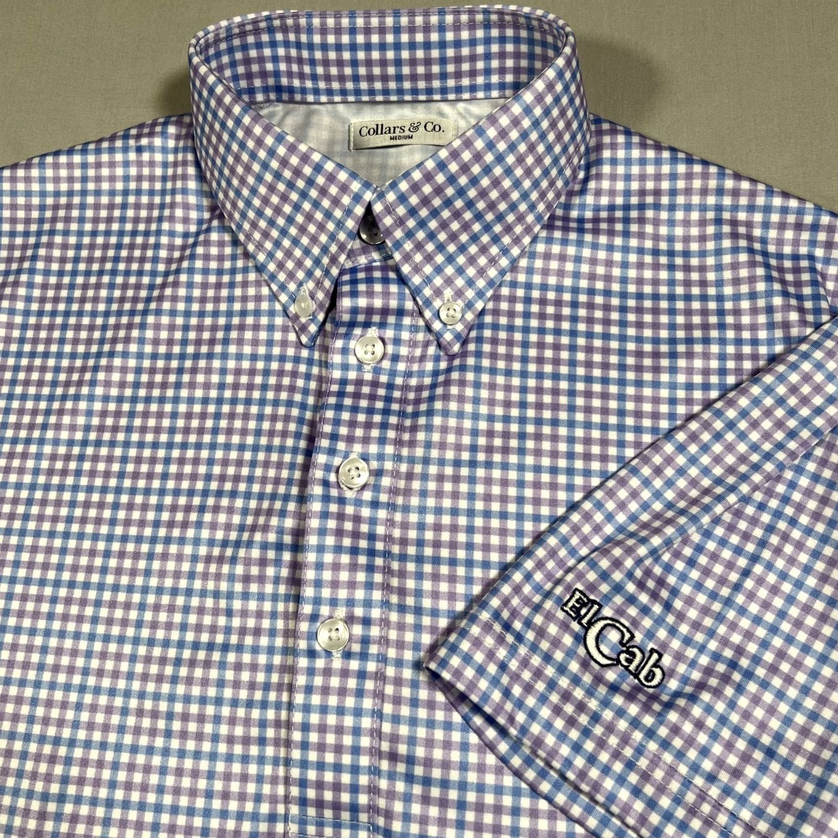 CO Collars & Co Golf Polo Shirt Mens Medium Blue Purple Gingham Check El Cab Size US M / EU 48-50 / 2 - 2 Thumbnail