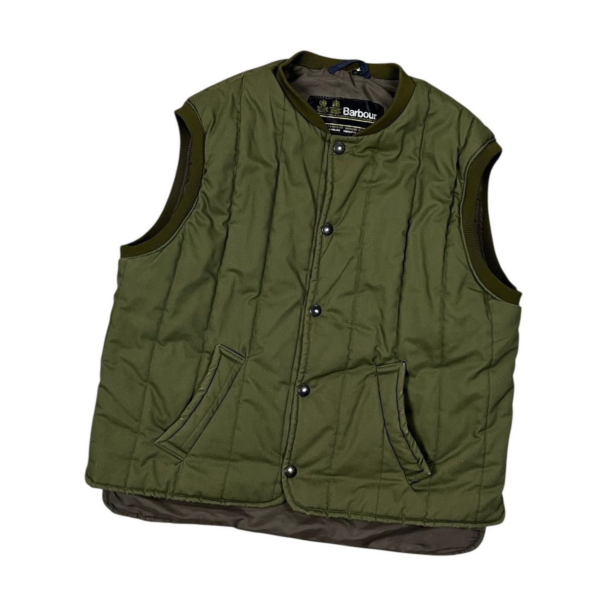 Barbour Vintage 80s Barbour Quilted Vest Olive Green Two Crests Size US L / EU 52-54 / 3 - 1 Thumbnail