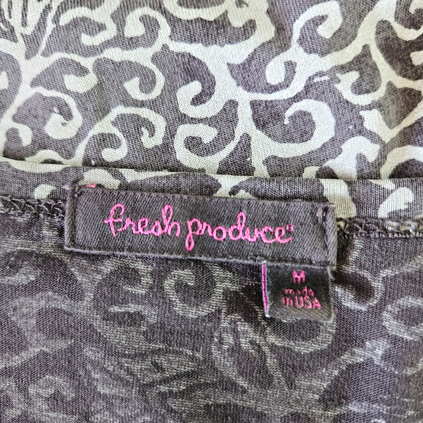 Vintage Fresh Produce Womens Top Gray Floral 3/4 Sleeve Cotton Blend Medium Shirt Adults Womens Size M / US 6-8 / IT 42-44 - 5 Thumbnail