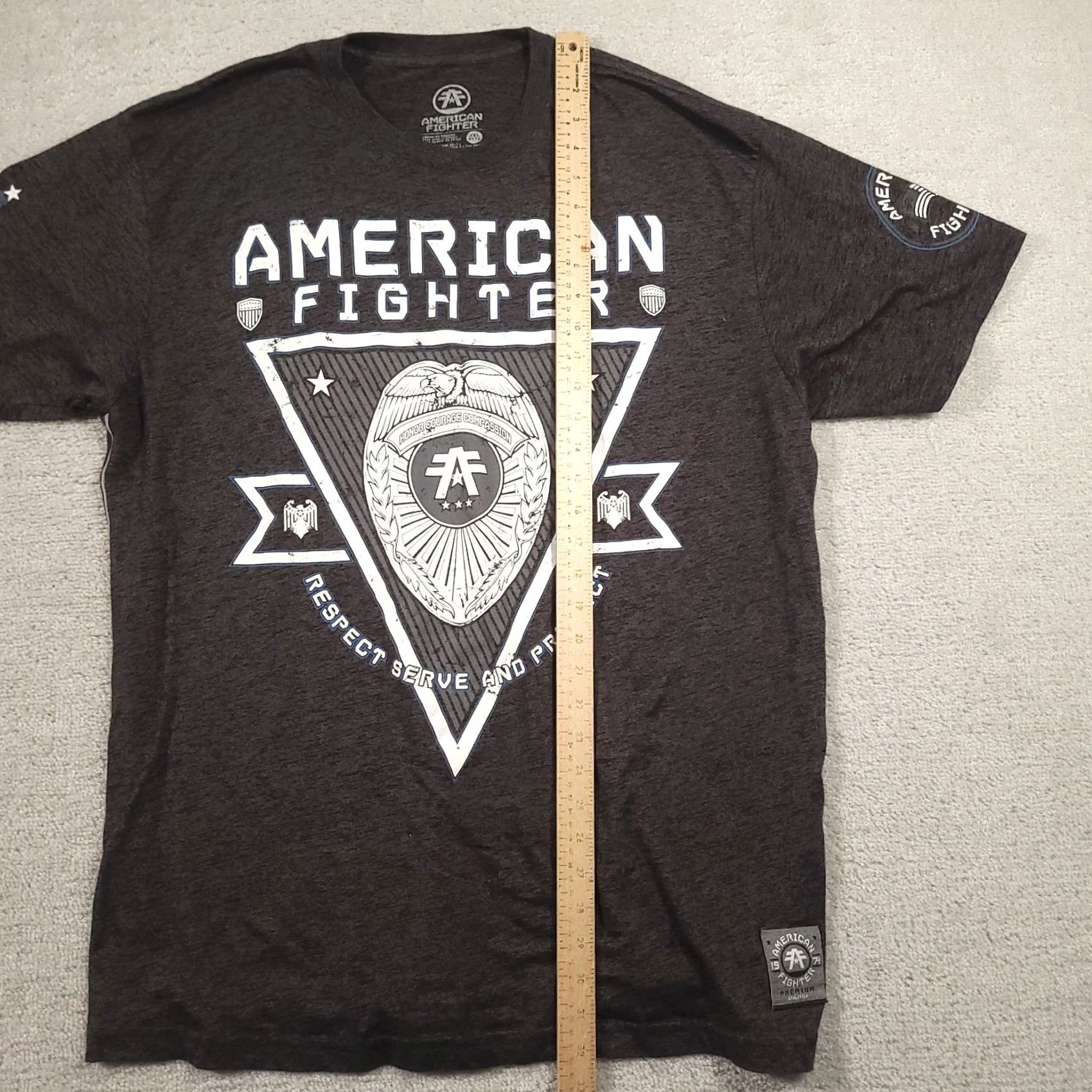 Vintage American Fighter Tee Mens Size 3XL Graphic Short Sleeve Black Crew Neck T-Shirt Size US 39 - 5 Thumbnail
