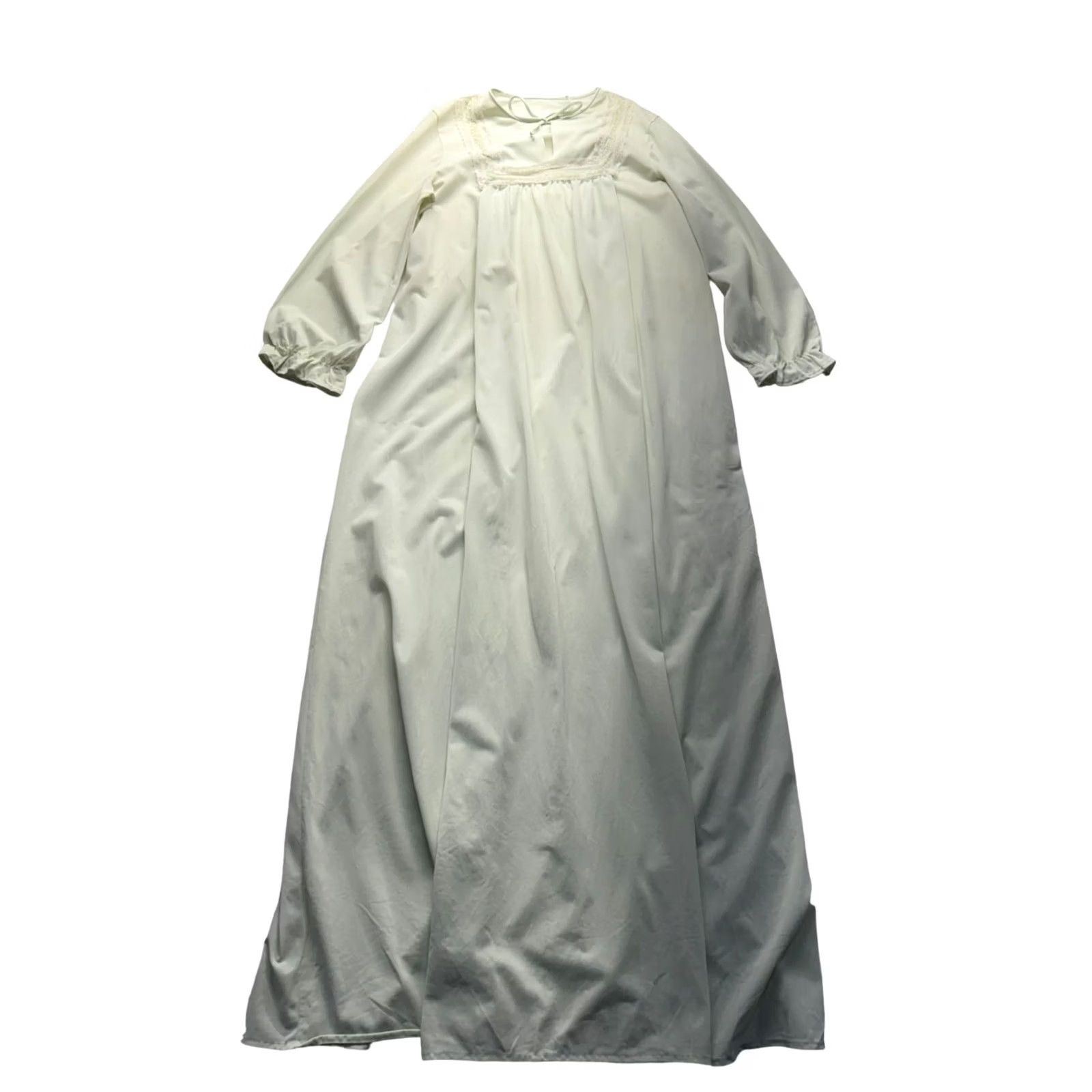 Vintage VINTAGE Nightgown Womens Large Lacy embroidered detail on chest Pastel green FlowY Nightgown 3918 Size ONE SIZE - 2 Thumbnail